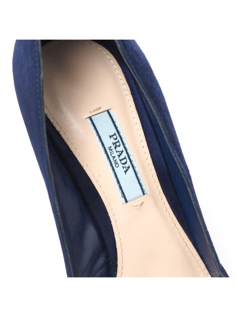 Prada Pumps 37.5 Suede Cutout High Heels Pointed Toe Shoes - Picture 4 of 7